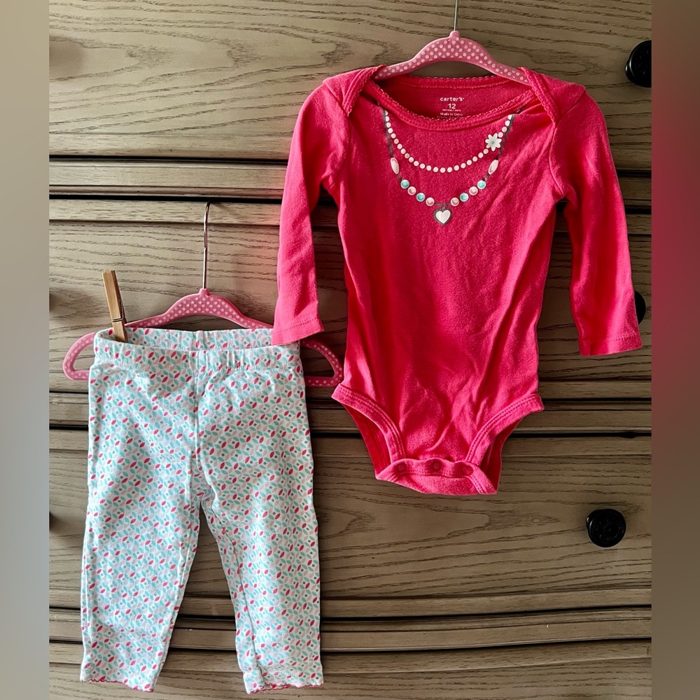 12 Months - Carter’s - Baby Girl - Long Sleeve & Pants Set